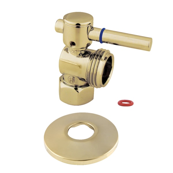1/2" IPSx3/4" Hose Thread Quarter-Turn Angle Stop Vlv W/ Flange, Brass